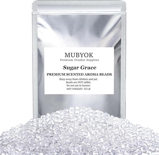 MUBYOK 1.5LB Sugar Grace Premium Scented Aroma Beads for Making Car Freshies Supplies PreScented Beads for Car Air Freshener Sachets Long-Lasing Scent