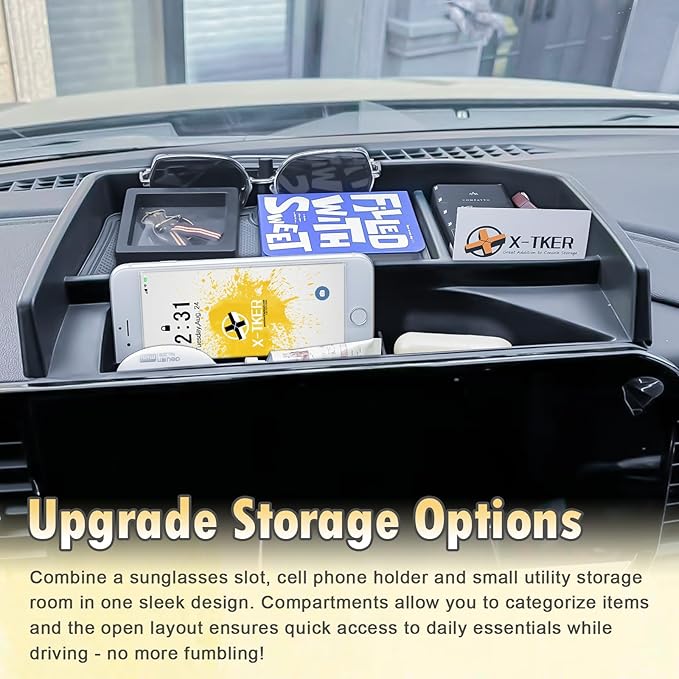 Dashboard Organizer Compatible with 2022 2023-2025 2026 Chevy Silverado/GMC Sierra 1500 & 2024 2025 2026 Silverado/Sierra 2500HD 3500HD Accessories, Dash Board Storage Tray 13.4" Screen ONLY