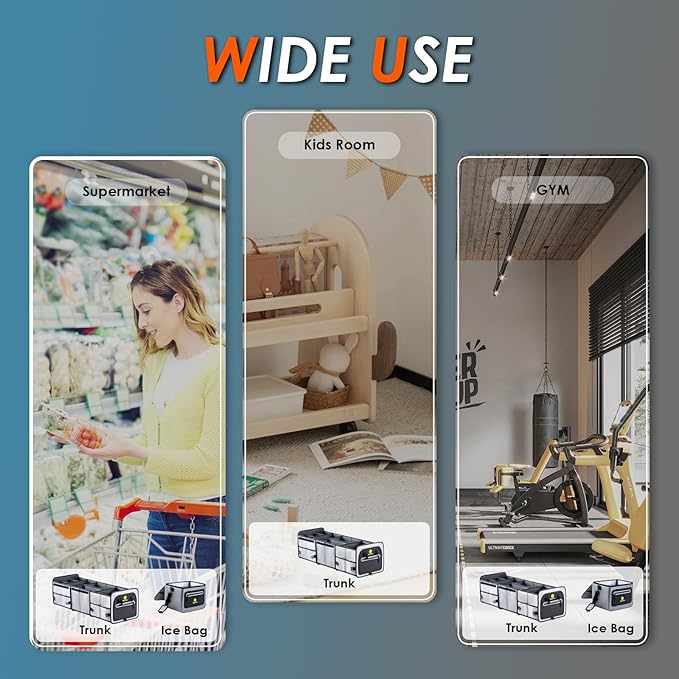 95L Car Trunk Organizer & Storage With 26L Ice Pack, Waterproof Foldable | Trunk Organizers for SUVs & Cars, Car Storage Organizer, Great Gift for Drivers (Gray-M004)