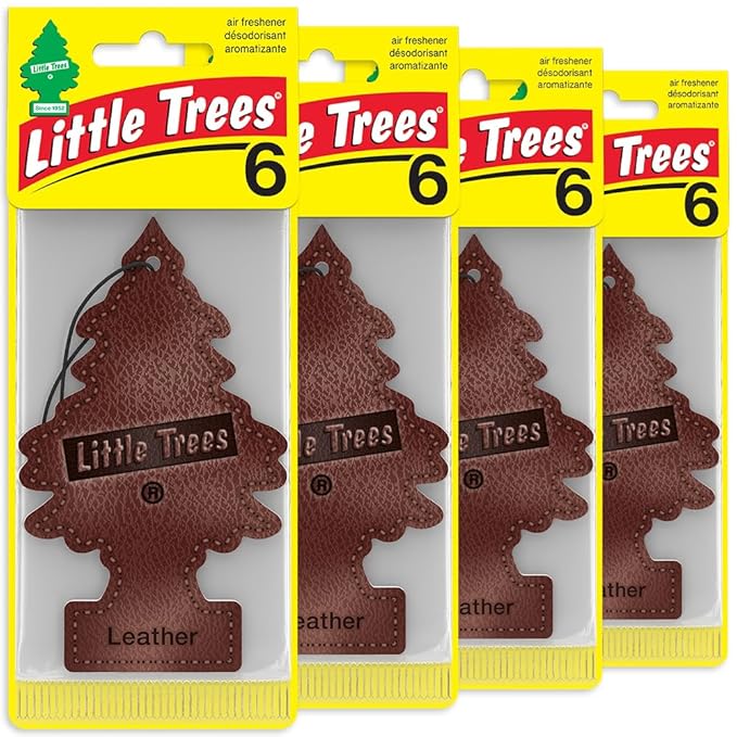 LITTLE TREES Car Air Freshener | Hanging Tree Provides Long Lasting Scent for Auto and Home | Leather, 24 Air Fresheners