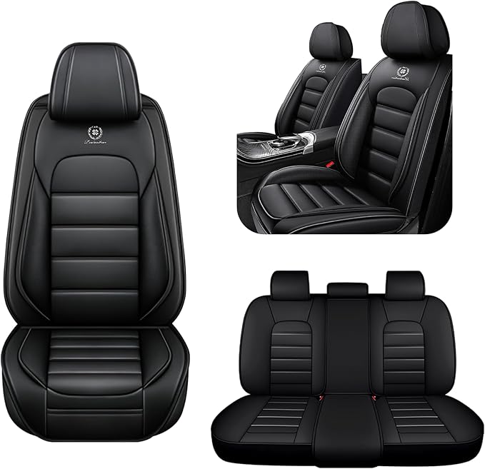 5 Seat Covers for Chrysler Pacifica 2004-2026,Full Set Breathable Car Seat Covers,Anti-Slip Waterproof Car Seat Protectors with Airbag,Automotive Vehicle Cushion with Pockets (Standard,Black)