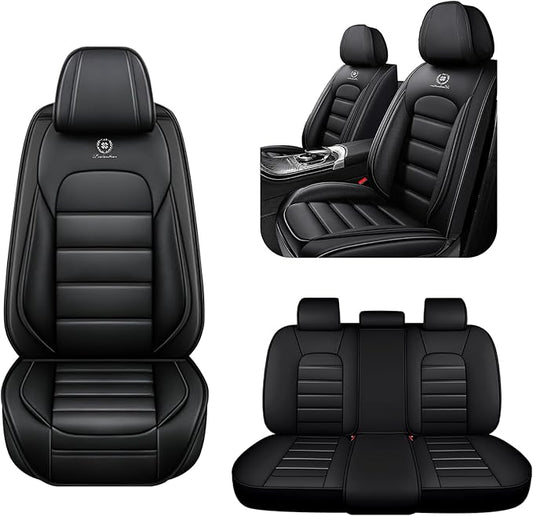 5 Seat Covers for Toyota Highlander 2001-2026 Breathable Car Seat Covers,Anti-Slip Waterproof Car Seat Protectors with Airbag,Automotive Vehicle Cushion with Storage Pockets (Standard,Black)