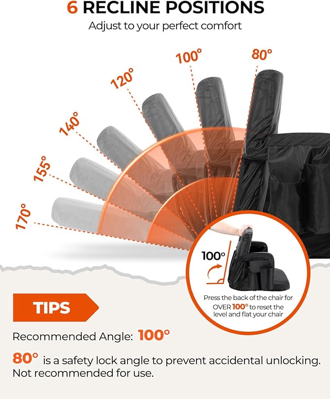 Sportneer Stadium Seats with Back Support: 2.5'' Thick Comfy Cushion 6 Adjustable Angle Bleacher Seat with Armrest - 2 Large Pockets, 2 Cup Holders Stadium Chair for Sport Events Concerts Parks