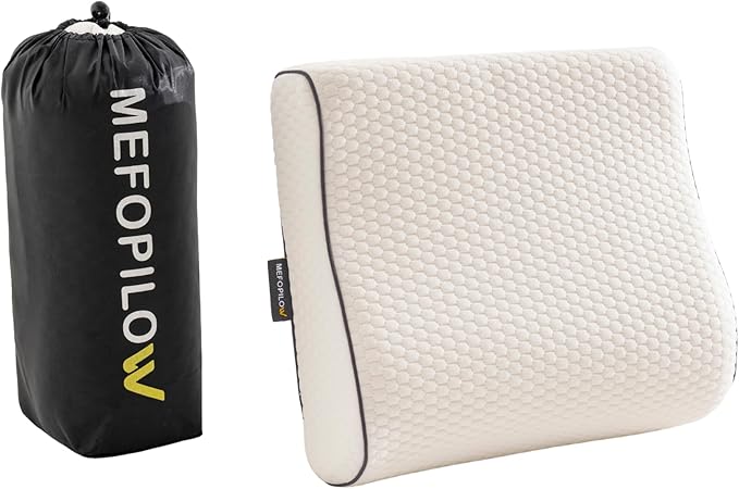 Memory Foam Travel Pillow with Washable Cover & Carry Bag – Compact, Soft & Breathable Neck Pillow for Airplane, Camping & Car (White- Without Spare Cover, 13.8x11.8x3.9/3.1 inches)