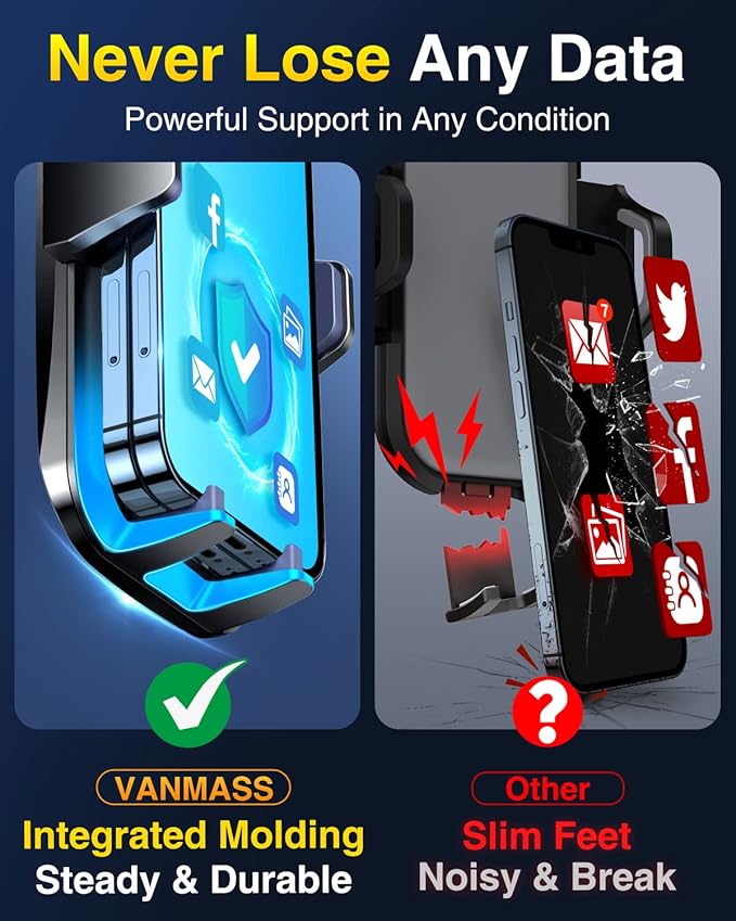 VANMASS【85+LBS Strongest Suction & Military-Grade Ultimate Car Phone Mount【Patent & Safety Certs】 Cell Phone Holder Truck for Dashboard Windshield Vent for iPhone 17 Pro Max 16 15 14, Blue