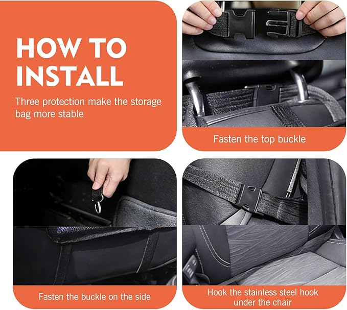 1 PC Car Backseat Organizer, Multifunctional Front Seatback Storage Pocket with Tablet Holder, Universal Protectors Kick Mats Travel Accessories, for Most Cars, Trucks, SUVs (Black)