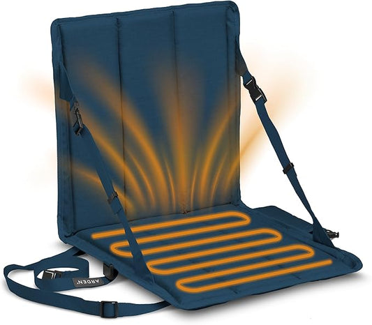 Arden Heated Stadium Seat, Foldable, Lightweight with Carrying Strap, Foam Cushion for Comfort, Adjustable, Back Support, Multi-Functional Use As Stadium Seat or Seat Pad, Navy/Navy