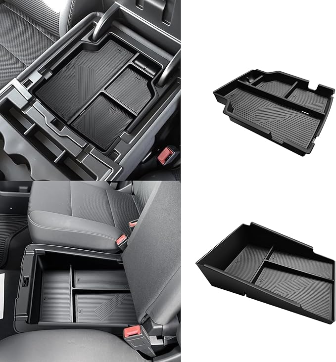 Muslogy Center Console Organizer Fits for 2014-2019 Chevy Silverado/GMC Sierra 1500 Accessories Underseat Storage Insert Box Console Armrest Divider(Jump Seat ONLY) - 2PCS, Upper & Lower