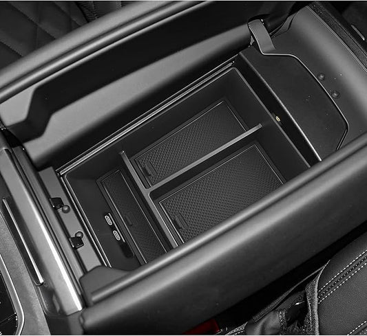 LUWU Center Console Organizer Compatible with BMW X5 G05 2019-2026/X6 G06 2020-2026/X7 G07 2019-2026 Accessories Armrest Console Storage Box Insert Tray ABS Material Black Coin Container Black