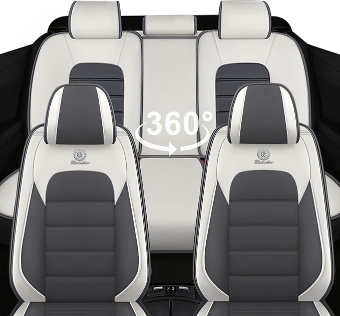 5 Seat Covers for Audi A4 2002-2026 Breathable Car Seat Covers,Anti-Slip Waterproof Car Seat Protectors with Airbag,Automotive Vehicle Cushion with Storage Pockets (Standard,Gray)