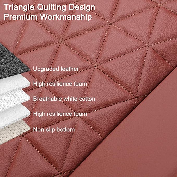 Black Panther Luxury Faux Leather Car Seat Cover for Front Bottom Seat, Anti-Slip and Wrap Around The Bottom, Fits 95% of Vehicles - 1 Piece,Burgundy