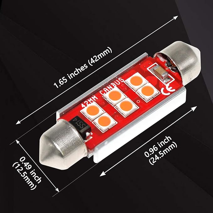 PHINLION Super Bright 578 LED Bulb 3030 6-SMD Festoon 41mm 42mm 211-2 212-2 214-2 Bulbs for Car Interior Map Dome Trunk Courtesy Light, Purple (4 Pack)