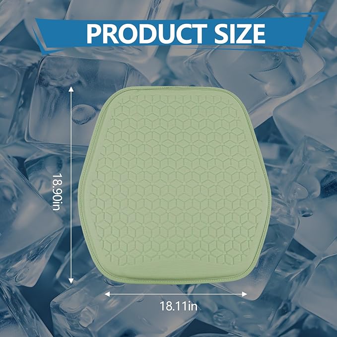 wuyaoyao Thin Gel Car Seat Cushion, Breathable Cooling Seat Cushions for Cars, Non-Slip & Comfortable Automotive Front Seats Cushion Pad for Driver, Chair Protector for Vehicle, Home, Office (Green)