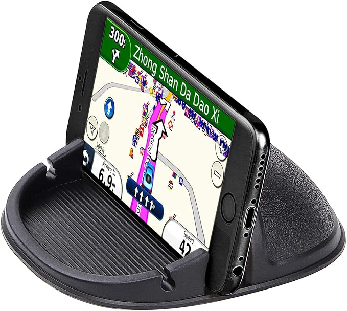 Car Cell Phone Holder Dashboard Phone Mount - Anti-Slip Silicone Pad Phone Stand Compatible with iPhone, Samsung, Android Smartphones