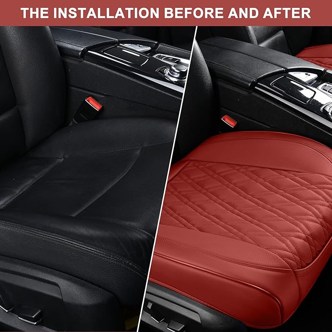 1PCS Seat Covers for Cars, Automotive Seat Covers & Accessories, Breathable Nappa Leather Car Seat Covers Cushion Protector Interior Décor for Women and Men, Wine Red