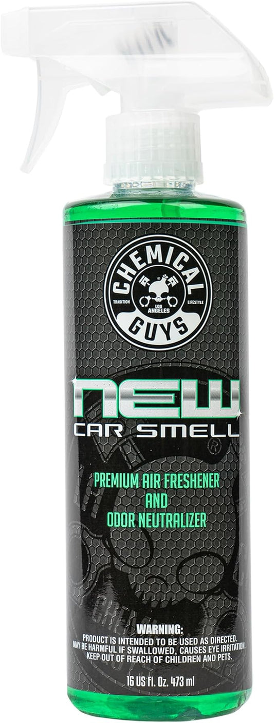 Chemical Guys New Car Smell Air Freshener and Premium Odor Eliminator Refreshes & Neutralizes Odors, Great Car Fresheners for Trucks, SUVs, RVs, and More - 16 oz