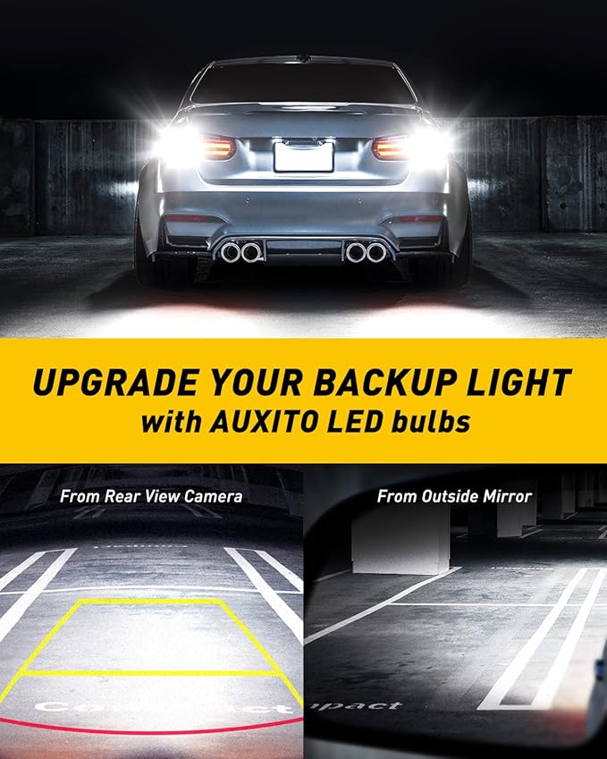 AUXITO 1156 LED Bulb for Reverse Lights, Super Bright White 1141 1073 7506 LED Bulbs with Projector Replacement for Reverse Lights Tail Brake Signal Back Up Parking Marker Lights, 6000K Xenon White