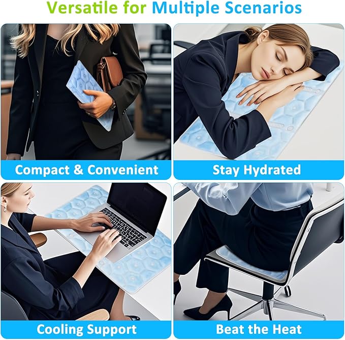 Cooling Seat Cushion, Y28°F Desk Chair Cushion Reusable Ice Mat with PCM Cooling Mat Technology, No Condensation, Foldable & Portable Chair Cushion for Office, Camping, Bed, Car