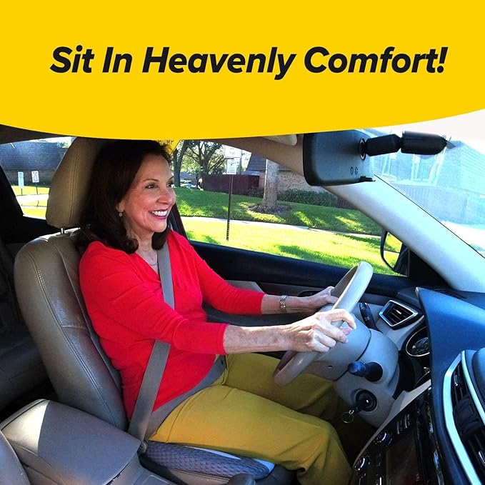 Auto Cushion with Memory Foam, AS-SEEN-ON-TV, Advanced Lumbar Helps Relieve Pressure Points, Molds to Any Body, Drive in Heavenly Comfort in Any Vehicle, Breathable, Washable Cover
