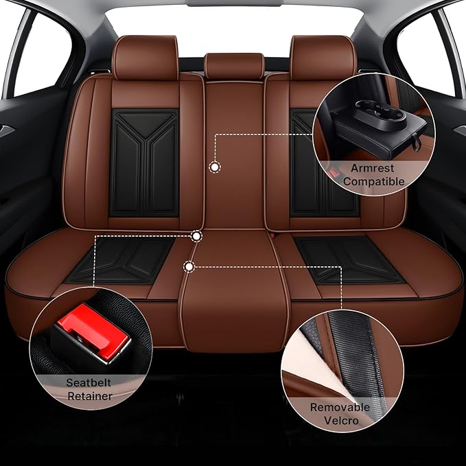 Car Seat Cover Full Set for Lexus RX 350 2007-2026,Faux Leather Seat Cover for Car,Breathable Vehicle Cushions Cover Waterproof Automotive Seat Covers with Headrests(5 seat,Black&Brown)