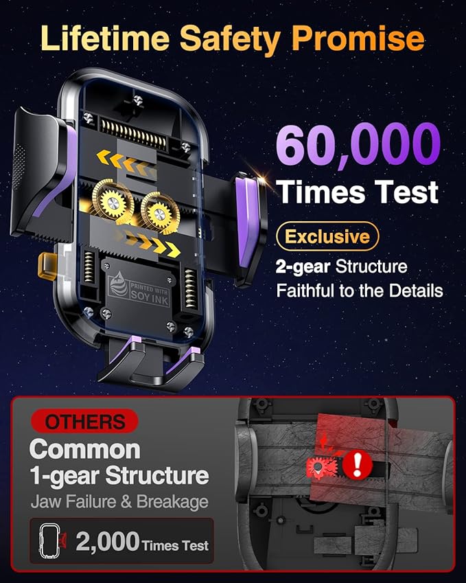 [Pro Version] VANMASS Universal Car Phone Mount [Super Suction Cup] Dashboard Phone Holder, Handsfree Windshield Dash Vent Phone Holder Car, Compatible for iPhone 17 16 15 14 Samsung LG & Truck,Purple