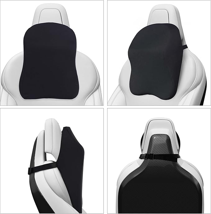 Car Headrest Pillow - Shoulder & Neck Pillow for Car Headrest w/Adjustable Strap & Clip to Secure - Memory Foam Car Neck Pillow for Driving Seat - Ergonomic Head Rest Pillow for Car Seat Neck Support