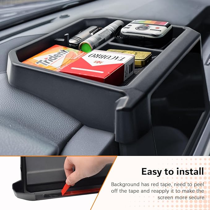 TACOBRO Dash Organizer Tray for 2024 2025 2026 Toyota Tacoma (4th Gen) & 2025 2026 4Runner (6th Gen), ABS Console Organizer with Anti-Slip Mat, 8" Screen Compatible Accessories