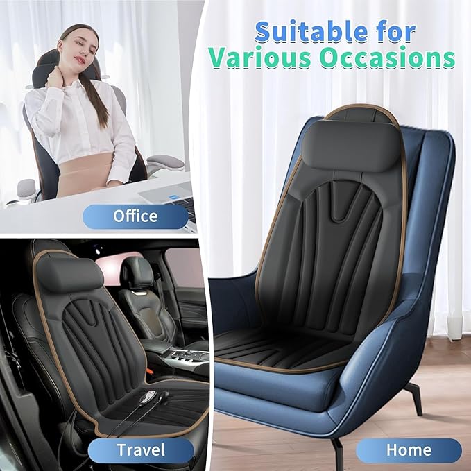 Sotion Back Massager for Chair with Heat, Massage Chair Pad for Recliner with 8 Vibration, Seat Cushion for Seniors, Office Workers & Family, Fatigue & Pain Relief in Office, Home & Travel