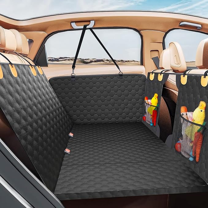 Back Seat Extender for Dogs, Dog Back Car Seat Cover Hard Bottom Holds 400lbs, Upgraded Material Waterproof Pet Car Bed Dog Hammock for Car, SUV, Truck