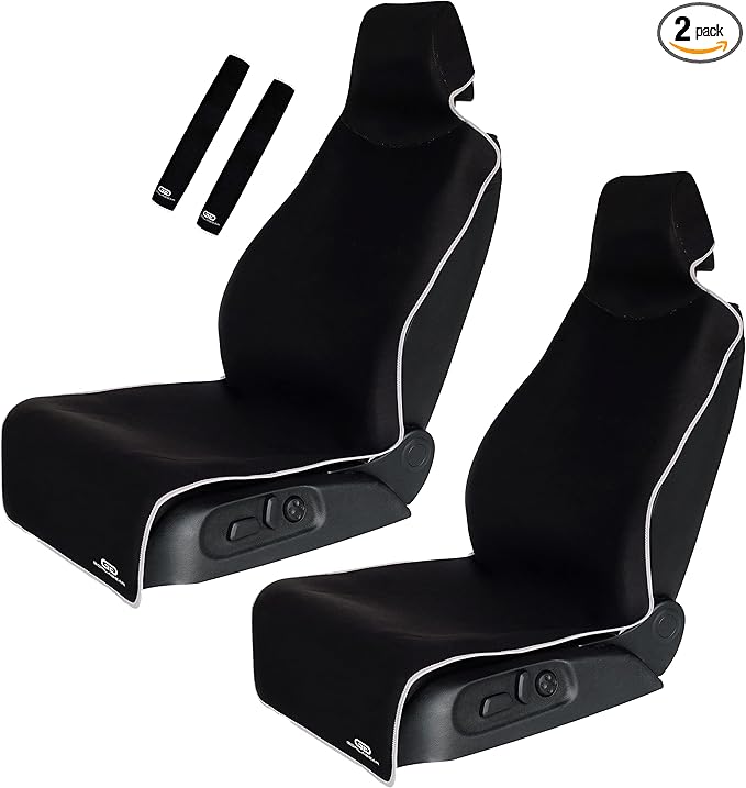 Gorla Gear 2 Pack Black Premium Universal Fit Waterproof Stain Resistant Car Seat Cover Neoprene Non-Slip Bucket Seat Dog Sweat Proof Protector Save Your Leather Cloth Seats Automotive Van Truck SUV