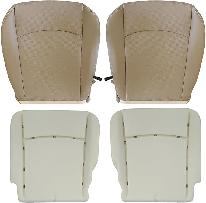 SecosAutoparts Driver & Passenger Side Bottom & Foam Cushion Replacement Perforated Leather Seat Covers Tan Fit for Dodge Ram 2500 3500 4500 5500 2009 2010 2011 2012