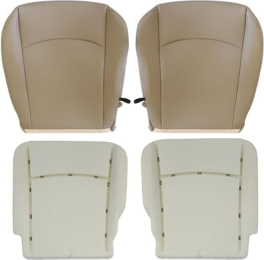 SecosAutoparts Driver & Passenger Side Bottom & Foam Cushion Replacement Perforated Leather Seat Covers Tan Fit for Dodge Ram 2500 3500 4500 5500 2009 2010 2011 2012