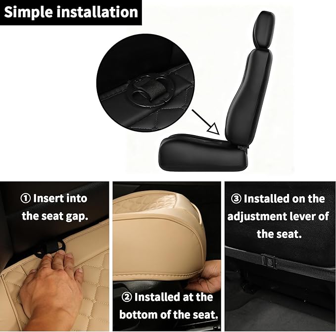 2pcs Car Seat Covers for Upgrade Leather,Car Seat Protector Water Proof Material,No Slip Soft,Side Wrapping,Bottom Seat Covers Universal for Most Automotive,Vans,Trucks,Suvs (Beige)