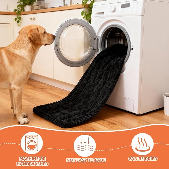 Backseat Pet Bed Mat, Deluxe Dog Seat Covers,Truck Plaid Dog Bed for Car Back Seat, Non-Slip Travel Pet Mat, Back seat Extenders for Car/SUV (for L-Black)