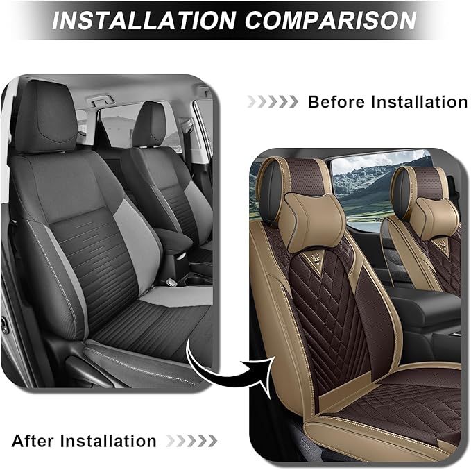 Full Set Car Seat Covers for Ford F-150 F-250 F-350 XL XLT STX Lariat King Ranch Platinum Raptor Waterproof Seat Covers 2009-2025, Anti-Slip Seat Protectors(Luxury 5 Seats/Brown Coffee)