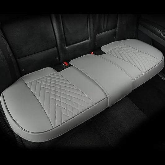 GIANT PANDA Premium PU Leather Rear Car Seat Cover Protector, Luxury Adjustable Anti-Slip Bottom Bench Seat Cover (49~59''),Fits 90% of Vehicles, Back Seat Cover, Grey