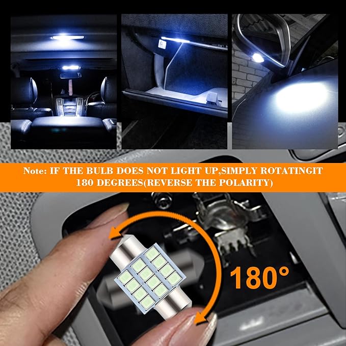 24 Pieces Dome Light LED Car Interior Bulb Kit Set 194 T10 DE3175 578 31mm 42mm Bulbs Interior Replacement Lights for Car Map License Plate Door Side Marker Cornering Trunk Light - Ice Blue