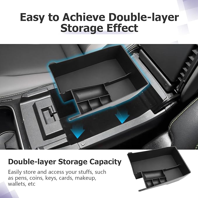 LUWU Outback 2020-2025/Legacy 2020-2025 Accessories Compatible with Subaru Outback/Legacy Center Console Organizer Armrest Console Storage Box Insert Tray ABS Material Black Coin Container 2-Pack