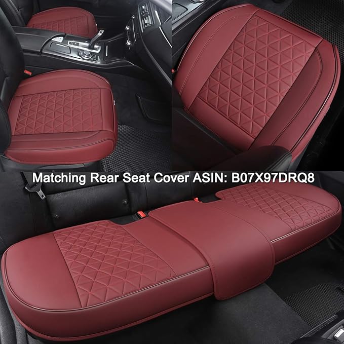 Black Panther Luxury Faux Leather Car Seat Cover for Front Bottom Seat, Anti-Slip and Wrap Around The Bottom, Fits 95% of Vehicles - 1 Piece,Burgundy