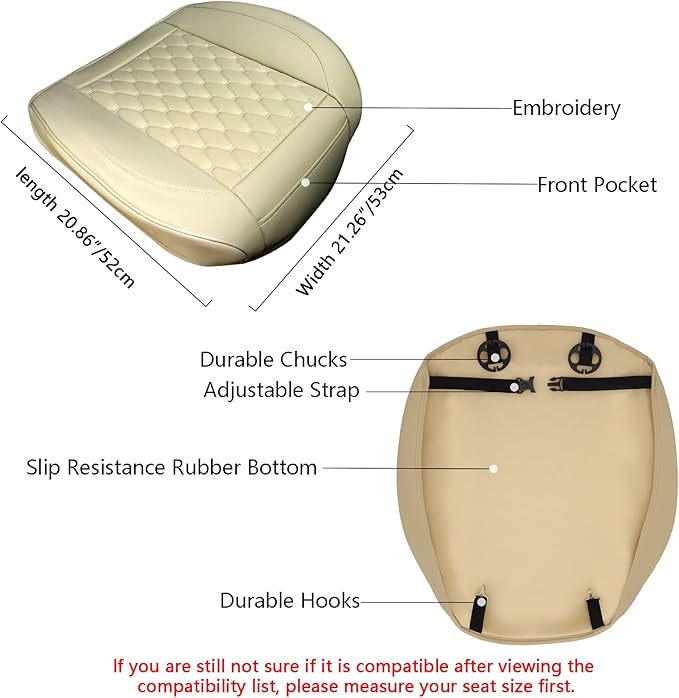 Cusaota 2 Piece Car Seat Covers Protectors for Front Seat Bottoms, Luxury PU Leather Breathable Car Interior Seat Cushion Pad Mat for Auto Supplies (Sedan SUV Truck Jeep Mini Van) (Beige-2PCS)