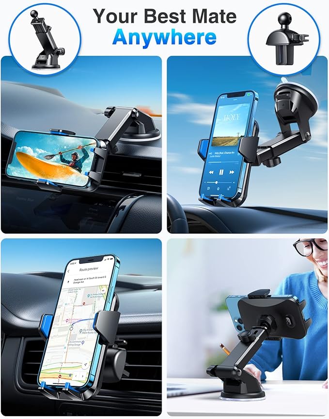 VANMASS【85+LBS Strongest Suction & Military-Grade Ultimate Car Phone Mount【Patent & Safety Certs】 Cell Phone Holder Truck for Dashboard Windshield Vent for iPhone 17 Pro Max 16 15 14, Blue