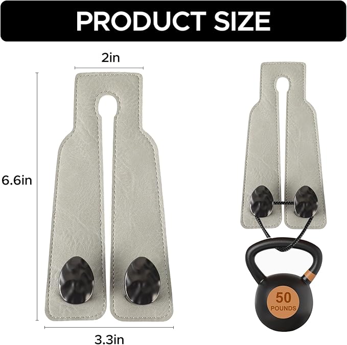 4 PCS Leather Car Seat Hooks for Headrest, Vehicle Hanger Storage Organizer Universal for Handbag Purse, Car Accessories Gift (Grey-Black-4 PCS)