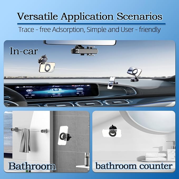 Super Stable Car Mount, Universal Aluminum Alloy Holder for Dashboard & Tesla Screen - Fits iPhone 12/13/14/15/16/17 Pro Max Series, Android Smartphones & All Phones