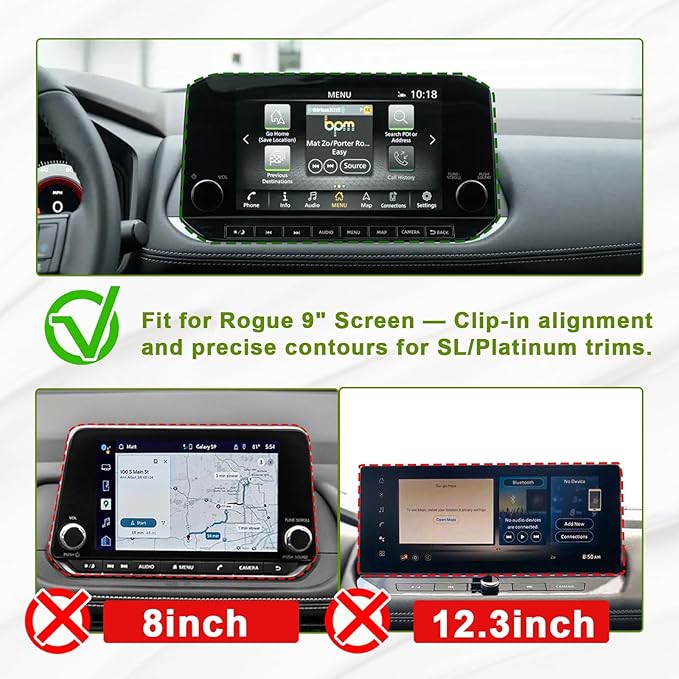 Dash Storage Tray Compatible with 2021-2023 Nissan Rogue SL/Platinum Interior Accessories Center Console Dashboard Organizer Mount Holder Storage Tray Behind Screen (ONLY for 9 Inch), Black