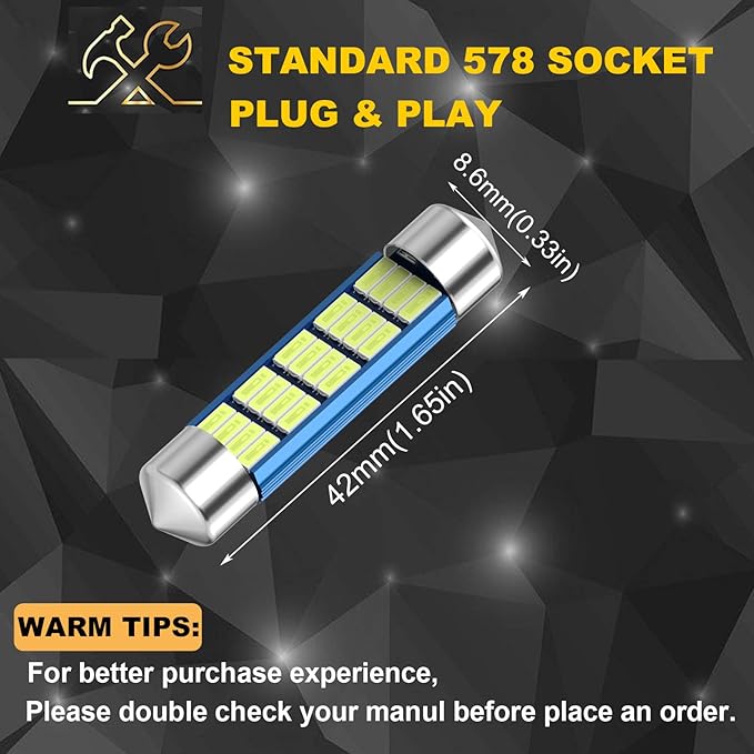 XINYANG 2PCS 578 Festoon LED Car Bulb 41mm 42mm 1.65in 211-2 Led Light Bulb Extremely Bright 20-SMD 4014 Chipsets Canbus Error Free 212-2 LED Lamp for Car Map Dome License Plate Lights,Green