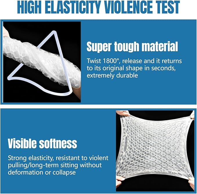 wuyaoyao Thin Gel Car Seat Cushion, Breathable Cooling Seat Cushions for Cars, Non-Slip & Comfortable Automotive Front Seats Cushion Pad for Driver, Chair Protector for Vehicle, Home, Office (Blue)