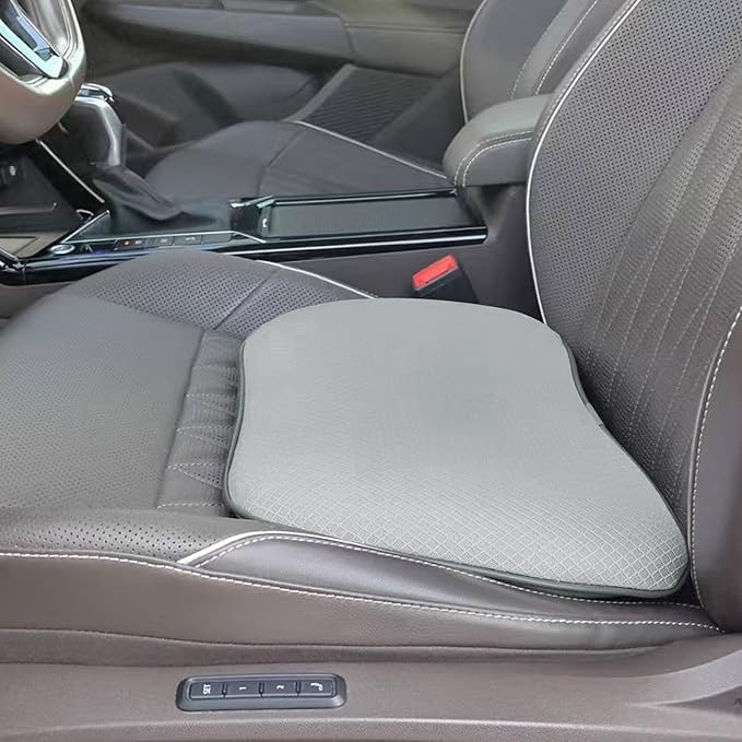 2 in 1 Wedge Car Seat Cushion or Lumbar Support - 3.2 inches Soft Memory Foam Cushion for Car Seat Driver for Comfort - Driving Cushion for Butt and Back Sciatica Pain Relief, Gray