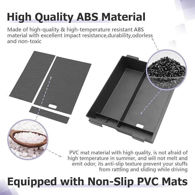 LUWU Titan 2025 Accessories Compatible with Nissan Titan 2020 2021 2022 2023 2024 2025 Center Console Organizer Armrest Console Storage Box Insert Tray ABS Material Black Coin Container Black