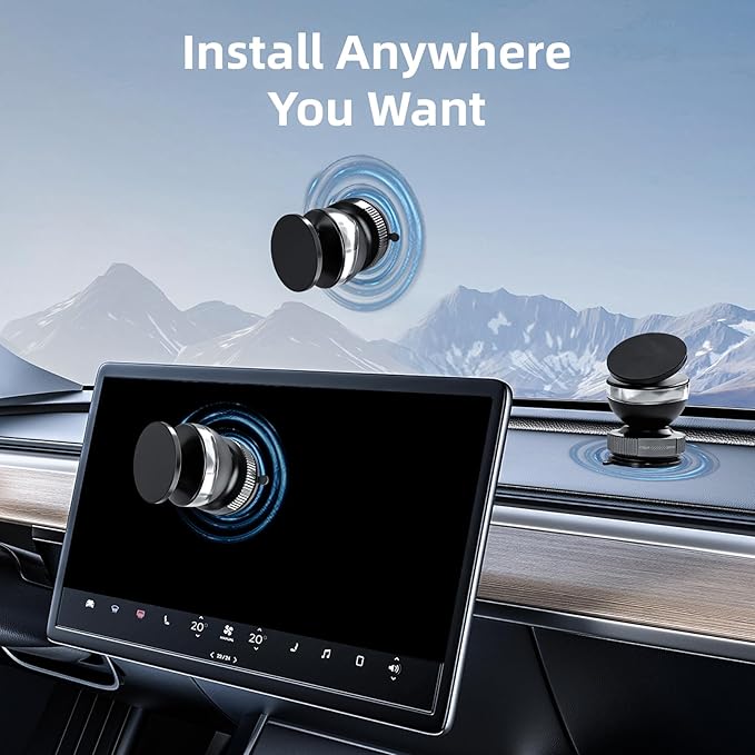 Car Phone Holder with Magnetic Ring Vacuum Magnetic 360° Adjustable Portable Magsafe Spherical Phone Mount for Car Home Gym Office Compatible All Smartphones (Silvery)