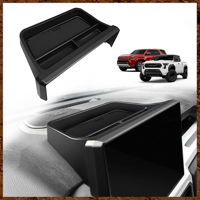 Muslogy Dashboard Storage Box Compatible with 2024-2026 Tacoma & 2025 2026 4Runner Accessories Center Console Organizer w/14-inch Screen for Limited Trailhunter TRD Pro (14 Inch Screen Only) (Black)